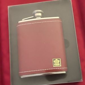 New in leather box dark red flask